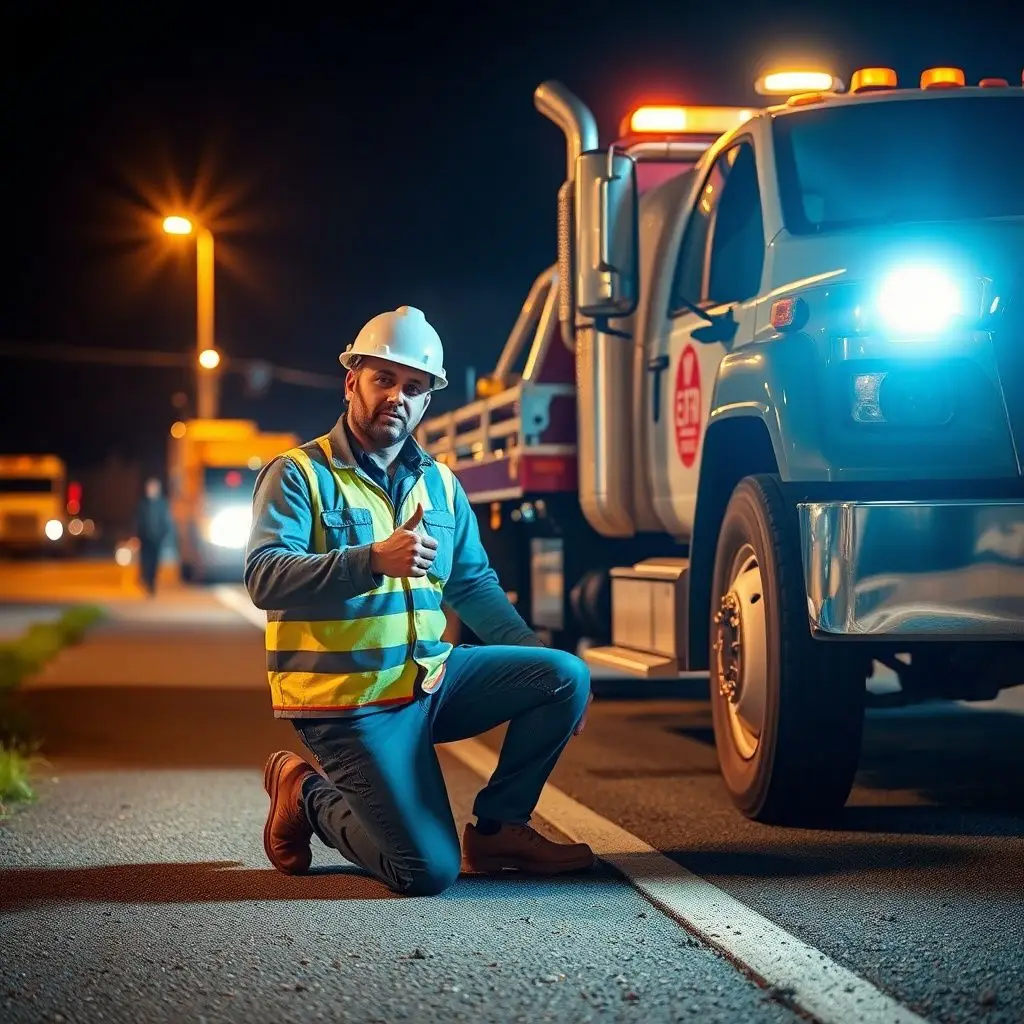 A clean, modern Leoma's Towing truck parked in a well-lit Hendersonville commercial area, ready for dispatch.